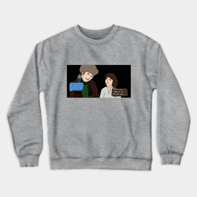 The Doctor And Sarah Jane Crewneck Sweatshirt by britishbeatlemania